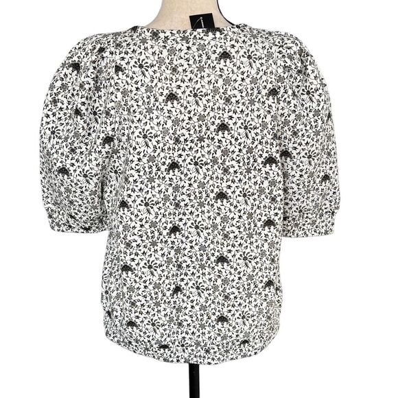 INC X-Small Sweatshirt Top Floral Crew Neck Puff Sleeves Elastic Waist Stretch - Picture 4 of 9
